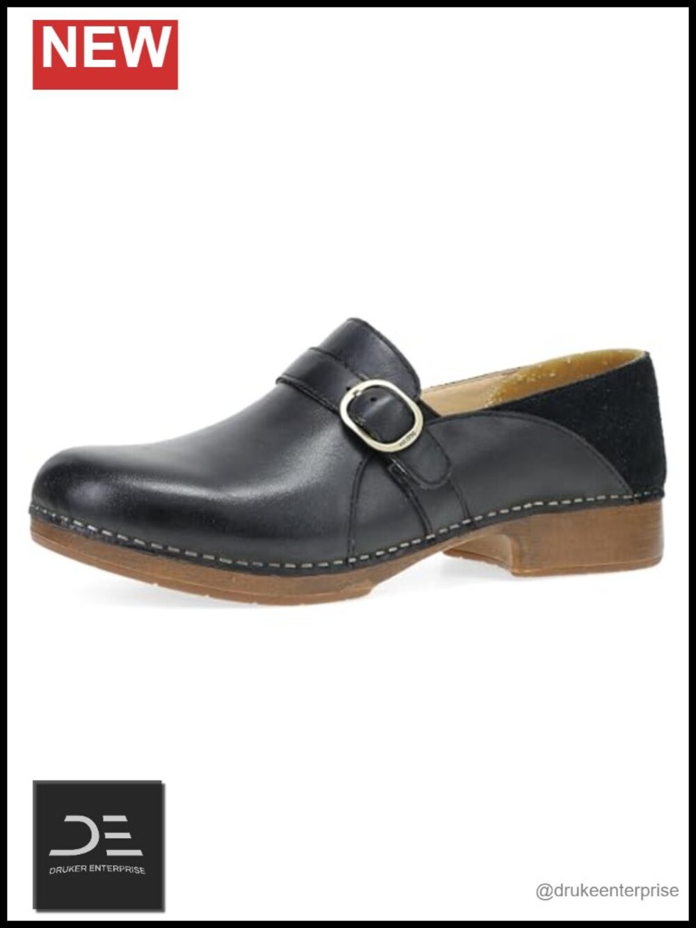 Dansko Women's Low Heel Waxy Leather Mule Clog Slip Resistant